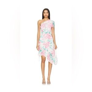 KIM SHUI CUT OUT RUFFLE MINI DRESS IN PINK